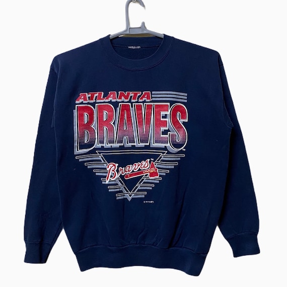 Vintage 1991 MLB Atlanta Braves Pullover Sweatshirts Baseball Team Made in  USA Blue Colour 