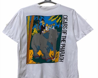 Camiseta vintage de la aventura de Tin Tin Cigars Of The Pharaoh, color blanco