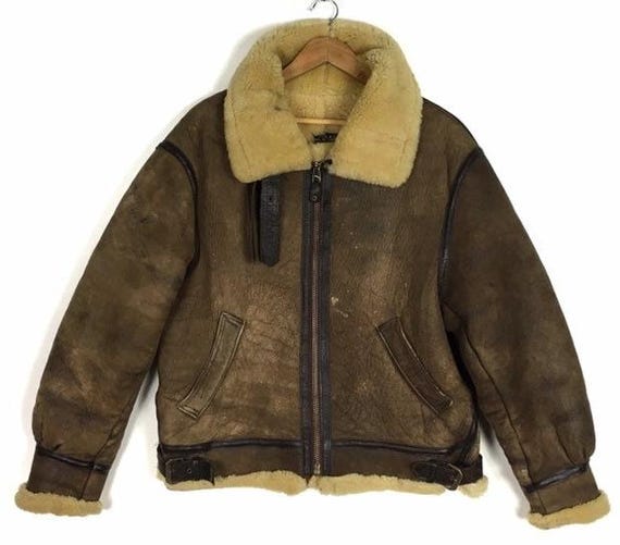 80s Vintage B3 Avirex Air Force Shearling Flight Bomber Sheepskin