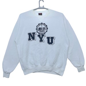 Felpe vintage anni &#39;80 della New York University Taglia grande colore bianco