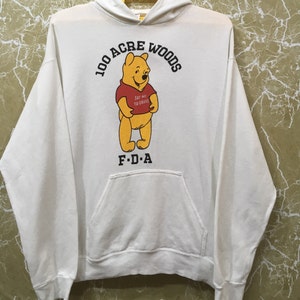 Vintage 90s winnie the Poohs bear hoodies jacket crewneck pullover L size white colour