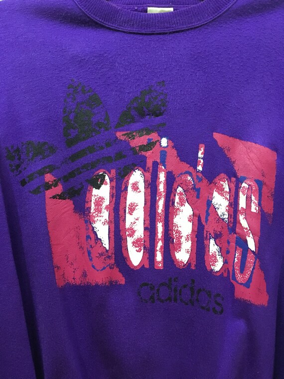 Vintage 80s Adidas Big Logo Colour Block Hip Hop Swag Sweatshirt