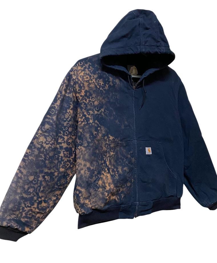 Vintage Carhartt Canvas Hoodie Jacket Large Size One Only Custom