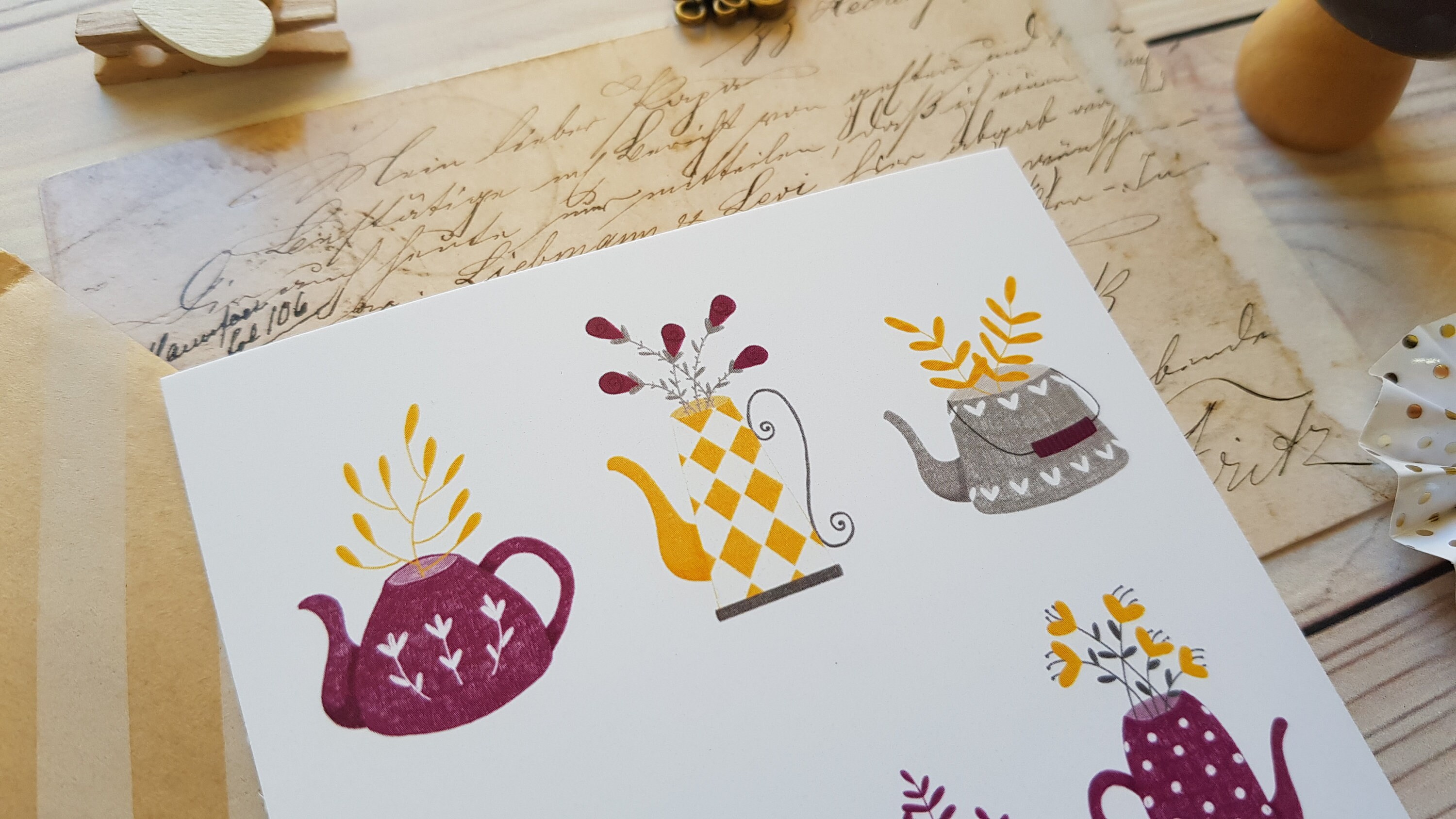 Teapot print tea art tea lover gift home decor wall art Etsy