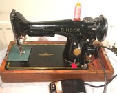 Vintage Antique Singer 201K-2 Electric Potted Motor Sewing Machine, vintage Home Decor, Vintage Christmas Gift