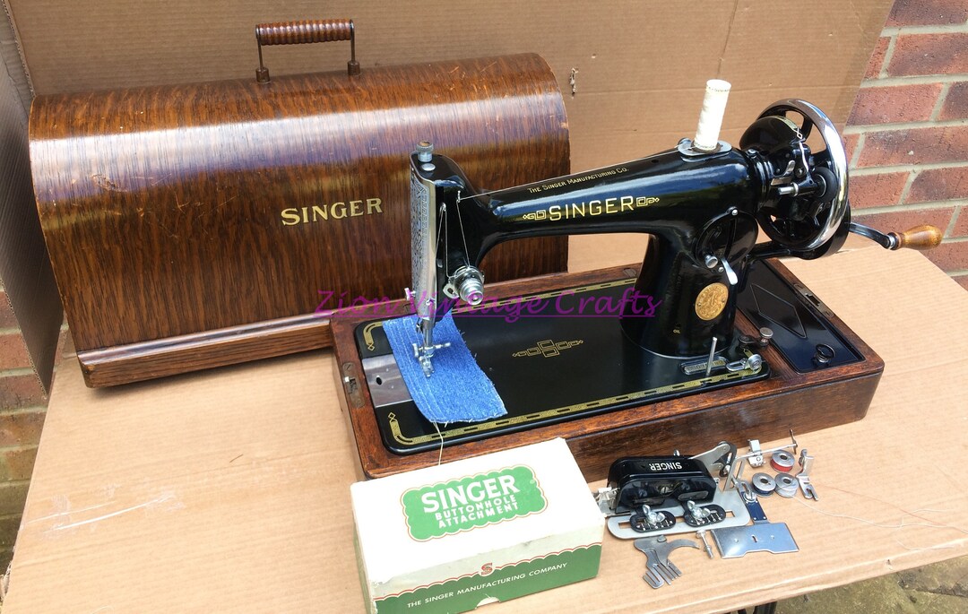 Singer 201K Vintage Hand Crank Sewing Machine With Buttonhole Etsy