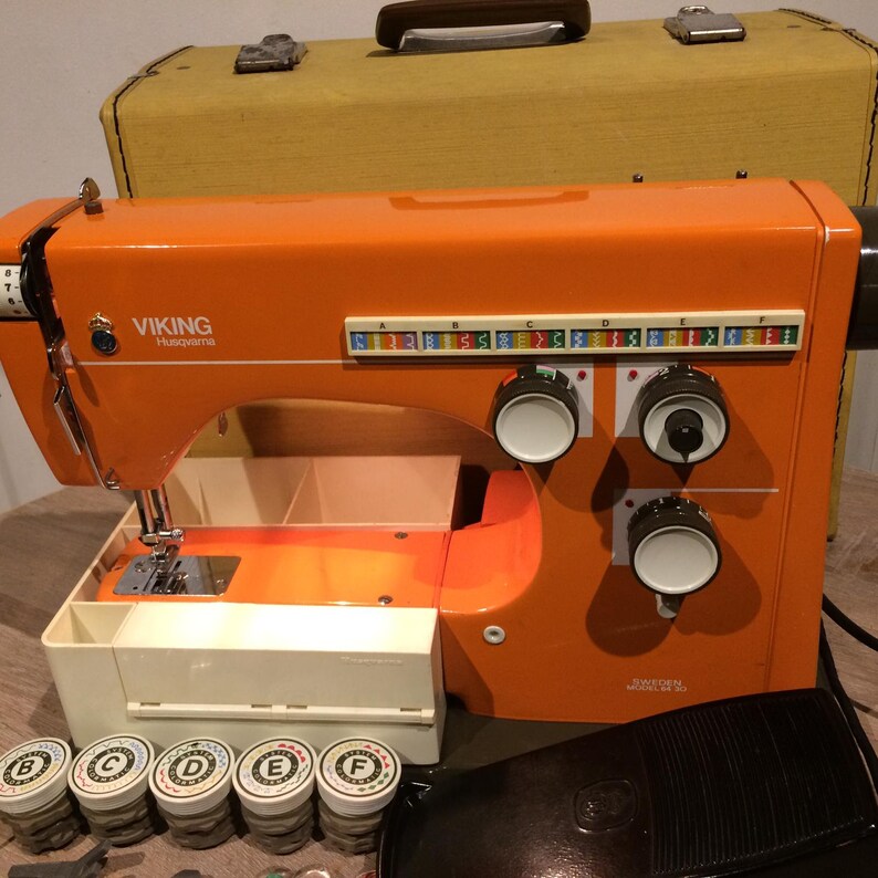 Orange Vintage Viking Husqvarna model 6430 Sewing Machine Etsy