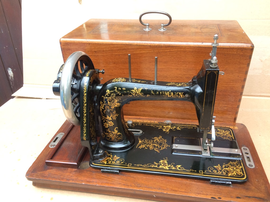 Antique Naumann Hand Crank Sewing Machine Vintage Home Decor Etsy UK