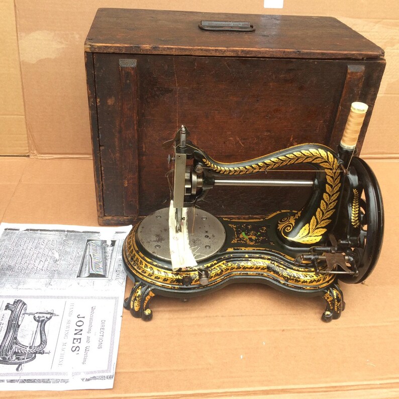 Antique Jones Serpentine Swan Neck hand crank Sewing Machine Etsy
