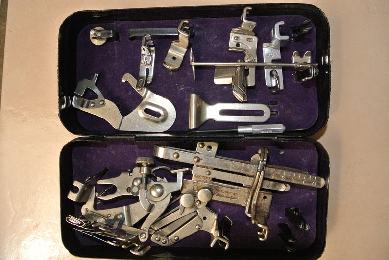 12 Singer Sewing Machine Box with attachments