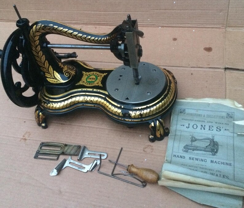 Antique Jones Serpentine Swan Neck hand crank Sewing Machine Etsy