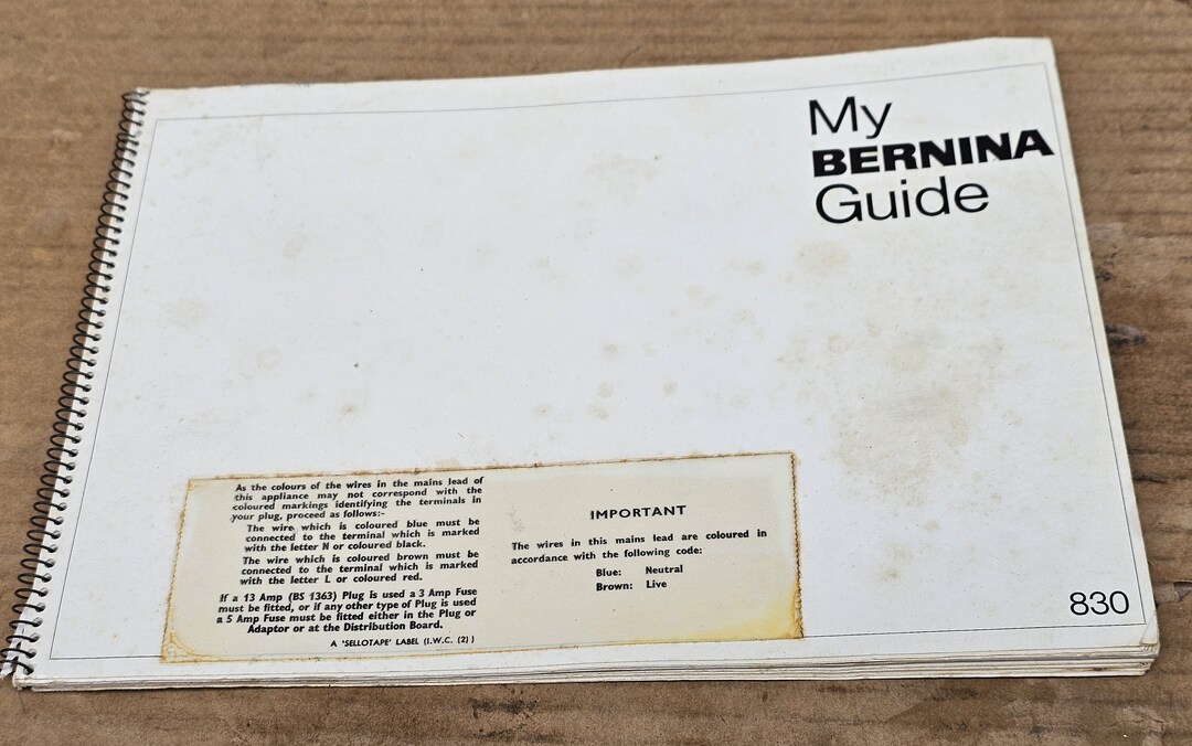 Bernina Model 830 Sewing Machine Instruction Manual Etsy