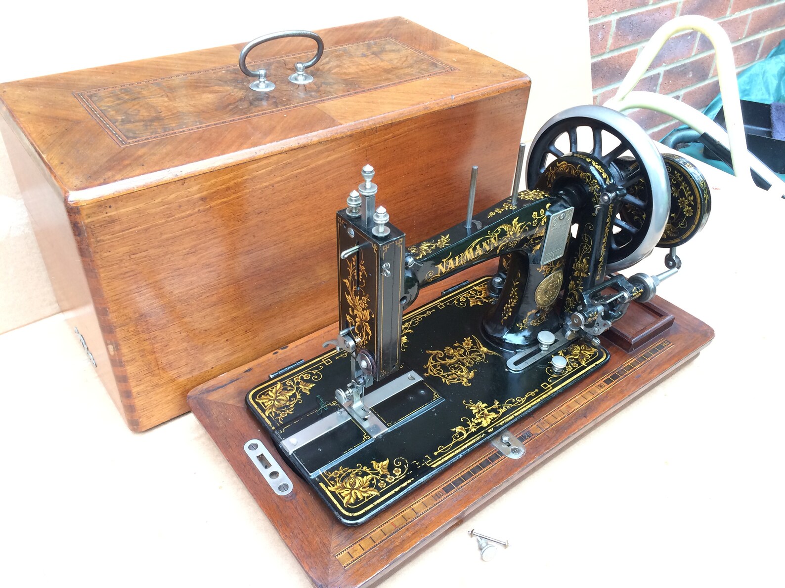 Antique Naumann Hand Crank Sewing Machine Vintage Home Decor Etsy UK