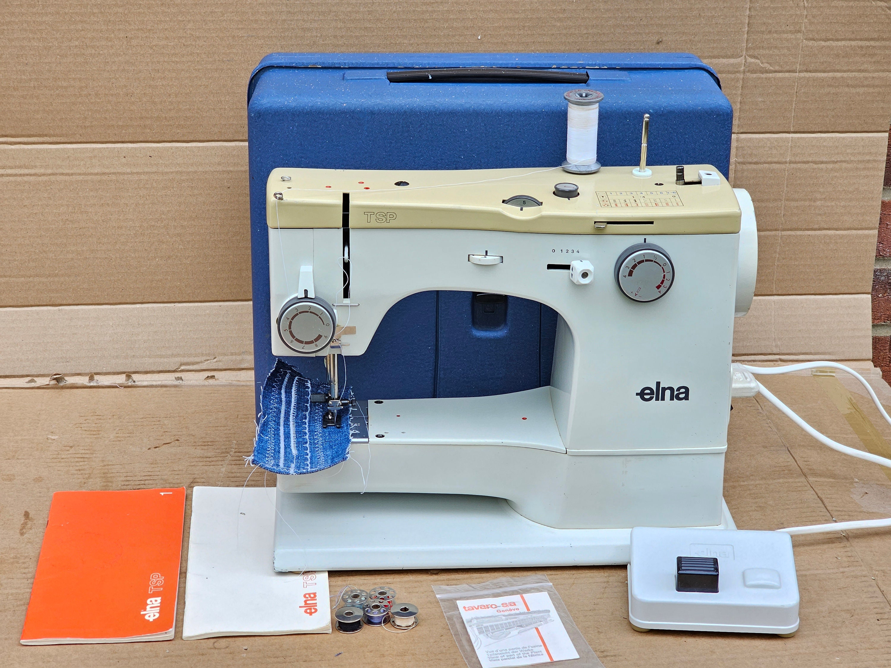 Elna TSP Vintage Sewing Machine With Instruction Manual 