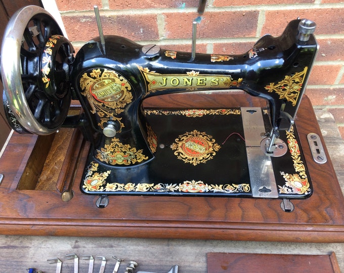 Jones Family Vintage Sewing Machine With Attachments Vintage Etsy
