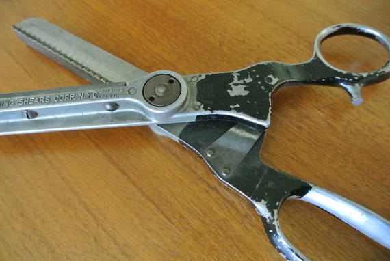 Vintage Large Pinking Shears scissors CORP NYC Made in USA
