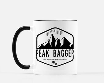 Peak Bagger Coffee Mug - Hiking Coffee Mug, Bucket List, Mountain Coffee Mug, Mt Whitney, Mt. Rainier, Denali, Montana Mug, Hiking Club