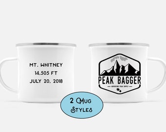 Free Personalization -- Hiking Mug, Mountain Climber Coffee Cup, Custom, Personalised, Mountain Mug, Camping Mug, Gift for Hiker, Climbing