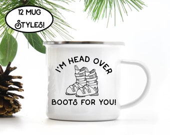 Free Personalization, Skiing Mug, Camp Mug, Valentine's Gift, Proposal Gift, Engagement, Couples Mug, Couples Gift, Mountain, Ski, Skiier