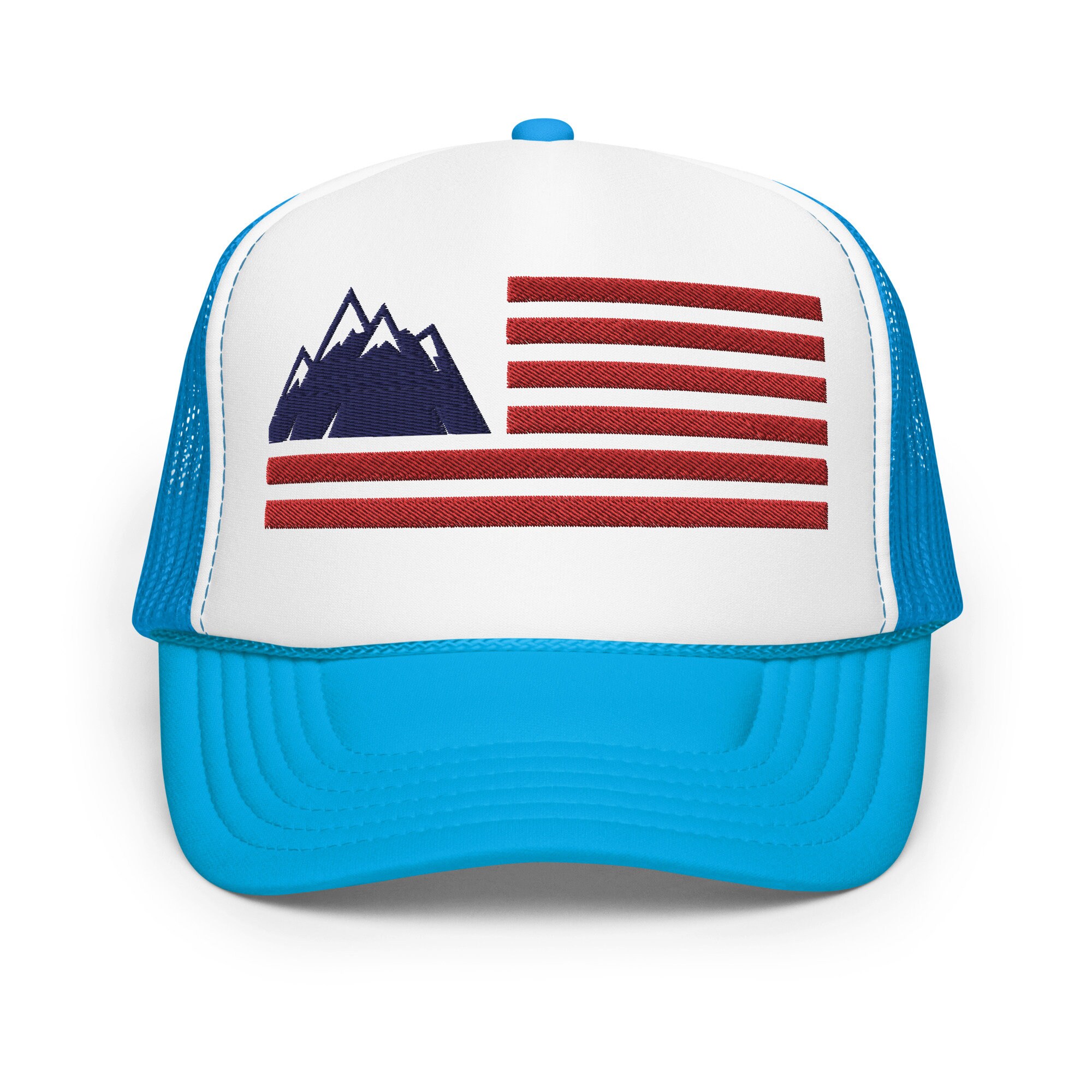 OTTO Patriotic Bow USA Flag Red Visor Blue Mesh Trucker Cap Gold Pearl Chain Patriotic Hats for 4th of July! ❤️?⭐️?? these came  main image 3