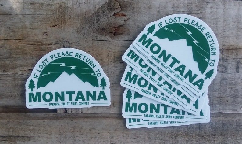 If Lost Please Return to Montana Montana Sticker, Waterproof Vinyl, 406, Mountain Sticker, Montana Hiking, Montana Fishing, Camping image 2