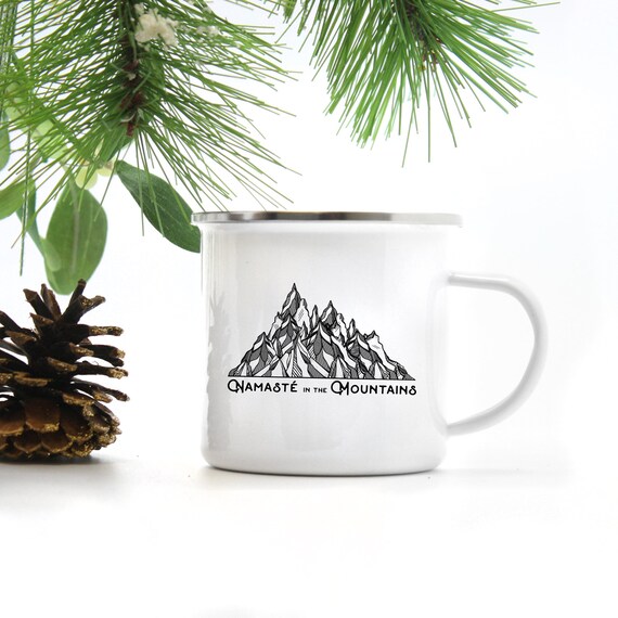 Free Personalization -- Yoga Coffee Cup, Yoga Retreat, Custom Coffee Mug, Camping Mug, Yogi Mug, Namaste Mug, Namastay Cup, Mountain Mug,