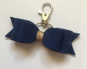 Faux suede bow key rings bag charm, glitter, sparkle, key ring, key chain, gift, bag, clip