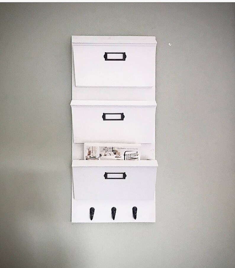 Hanging Mail Organizer Command Center Rack Wall Mounted Office Decor White Entryway Holder Sorter