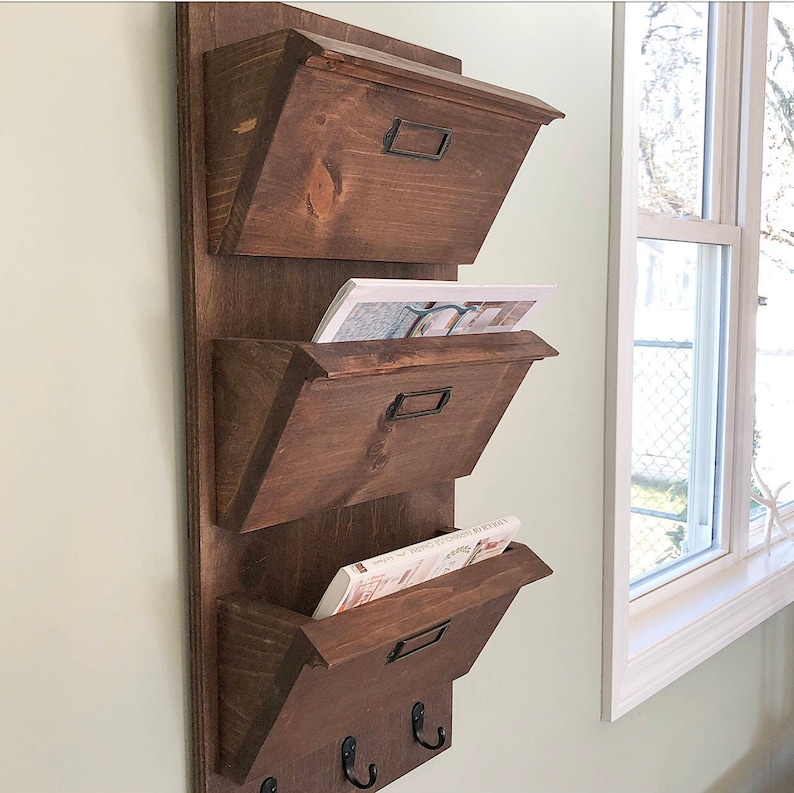 Hanging Mail Organizer Command Center Magazine Rack wall Etsy