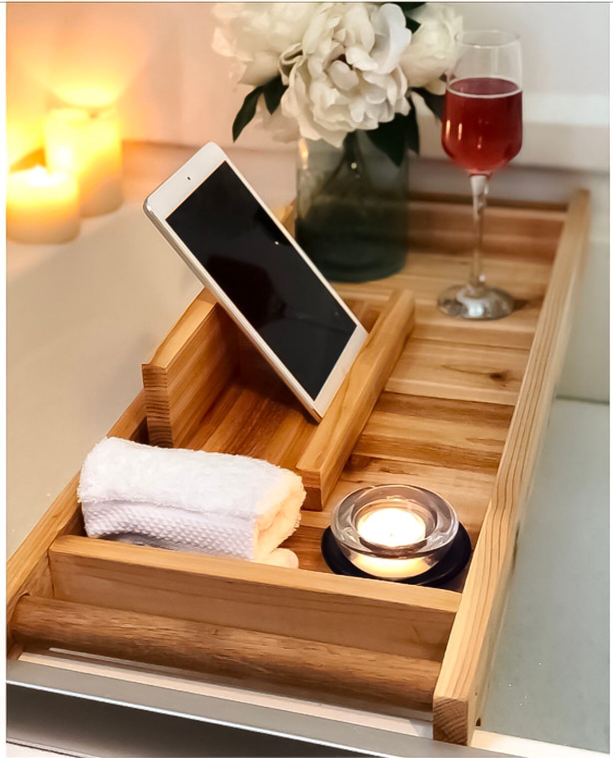 Cedar Bath Tray Bath Caddy Bath Tray with IPad Holder Etsy