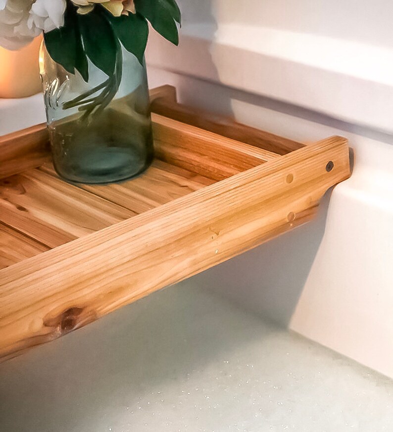 Cedar Bath Tray Bath Caddy Bath Tray with IPad Holder Etsy