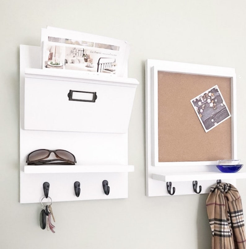 Cork Board Framed Cork Board with Shelf and Hooks Bulletin Etsy