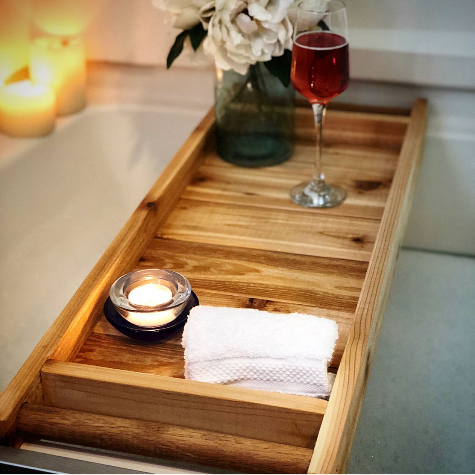 Cedar Bath Tray Bath Caddy Bath Tray with IPad Holder Etsy