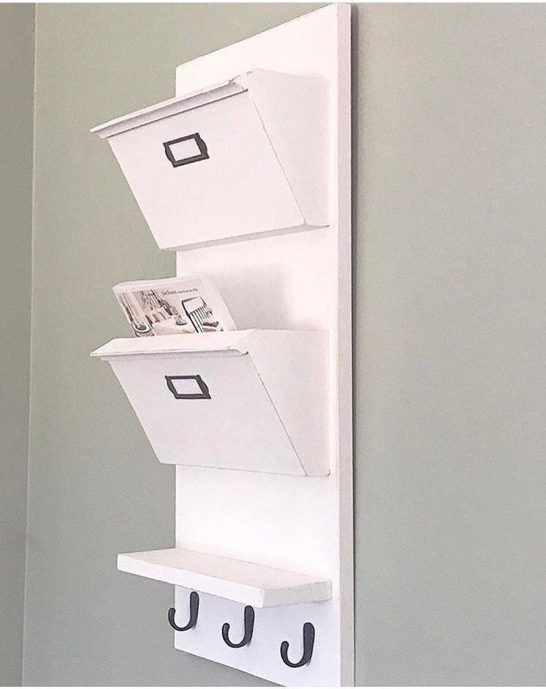 Mail Organizer For Entryway White Hanging Wall Holder Sorter Dog Leash