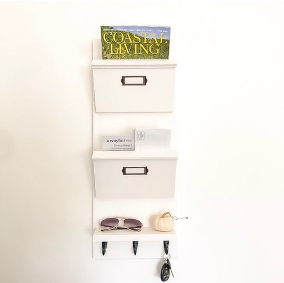 Narrow Mail Organizer For Entryway Hanging Wall Holder Sorter Dog Leash