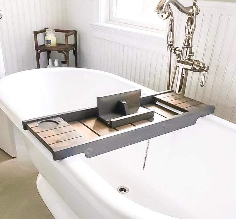 Cedar Bath Tray with Wine Holder Bath Caddy Bath Tray with Etsy