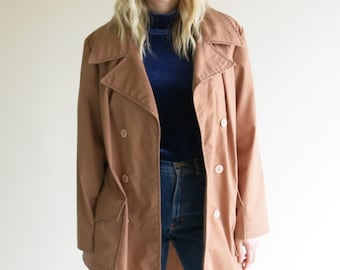 Light Cotton Trench Jacket // Thin Trench Coat // 70's Trench Jacket // Light Weather Trench Jacket