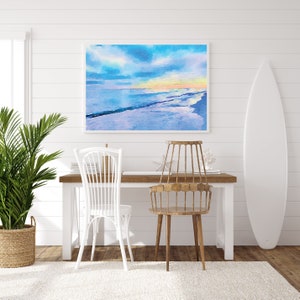 Sunset Beach Print, 30A Beach Florida, Calming Ocean Print, cartel grande Seaside Florida Art, decoración costera, impresión de acuarela digital