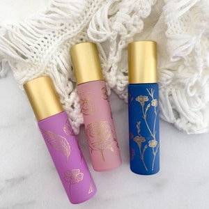 Vintage Floral Gemstone Roller Bottles ~ Essential Oil ~ Aromatherapy ~ Holistic ~ Travel ~ Team Gifts ~ Natural Perfume ~ Roller