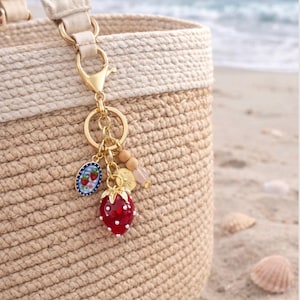 Strawberry Purse Charm, Bag Charms, Essential Oil Diffuser, Aromatherapy Diffuser, Beach Accessories, Beach Bag, Boho Diffuser, Fruit Charm