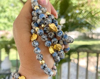 Azurite Gemstone Diffuser Bracelet  ~ Gift For Her ~ Aromatherapy ~ Essential Oil Bracelet ~ Boho ~ Stretch Bracelet ~ Travel ~ Resort Wear