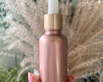 Roségouden glazen serumfles - 30 ml fles etherische olie DIY Beauty