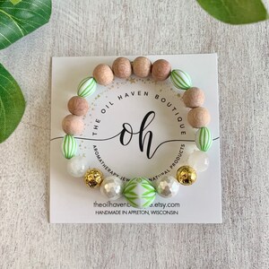 Bracciale diffusore vintage Lime: palissandro, pietra di luna e madreperla