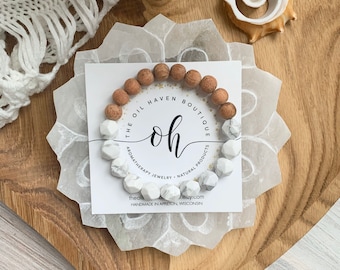 Coastal Blanc | Breathe Charm ~ Diffuser Bracelet ~ Aromatherapy ~ Howlite Gemstone Bracelet ~ Holistic ~ Travel ~ Bridesmaids