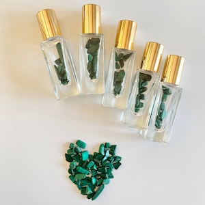 マラカイト宝石ローラーボトル ~ ギフトアロマテラピー ~ エッセンシャルオイル ~ DIY 香水 ~ マラカイトチップ ~ 旅行 ~ ウェルネス ~ チームメンバーギフト