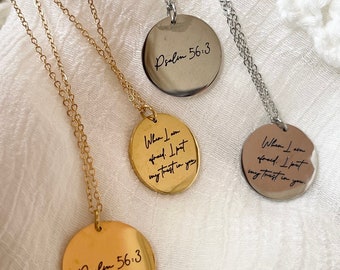 Als ik bang ben, stel ik mijn vertrouwen in je ketting ~ Psalm 56:3 ~ RVS ~ Cadeau ~ Doop ~ Religieus ~ Schrift ~ JW