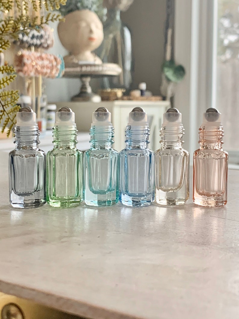 Pastel Roller Bottles ~ Glass Roller Bottles ~ Essential Oil Bottles ~ DIY Perfume ~ Holistic ~ 5 ml bottles ~ Travel ~ Gift ~ Boho