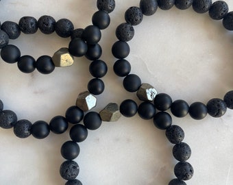 Men’s Hematite Onyx Lava Stone Diffuser Bracelet ~ Aromatherapy ~ Essential Oil  ~ Gemstone ~ Gifts For Him ~ Mens Travel Accessories ~ Boho