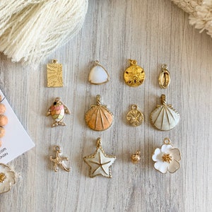 ADD A CHARM ~ GOLD ~ Seashell Charms ~ Flower Charm ~ Hibiscus ~ Lotus ~ Star Fish ~ Rainbow Fish ~ Cowrie Charm ~ Travel ~ Beach ~ Vacation