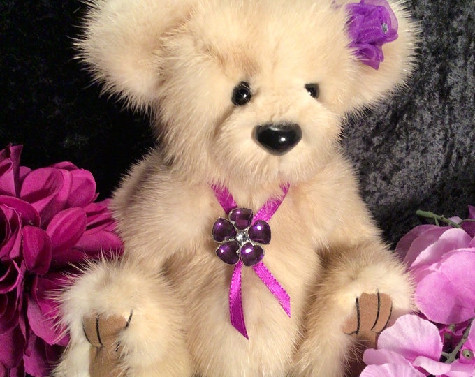 Real Mink Teddy Bear in Creamy White Etsy